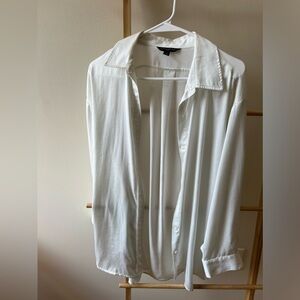 Banana Republic white silky oversized shirt